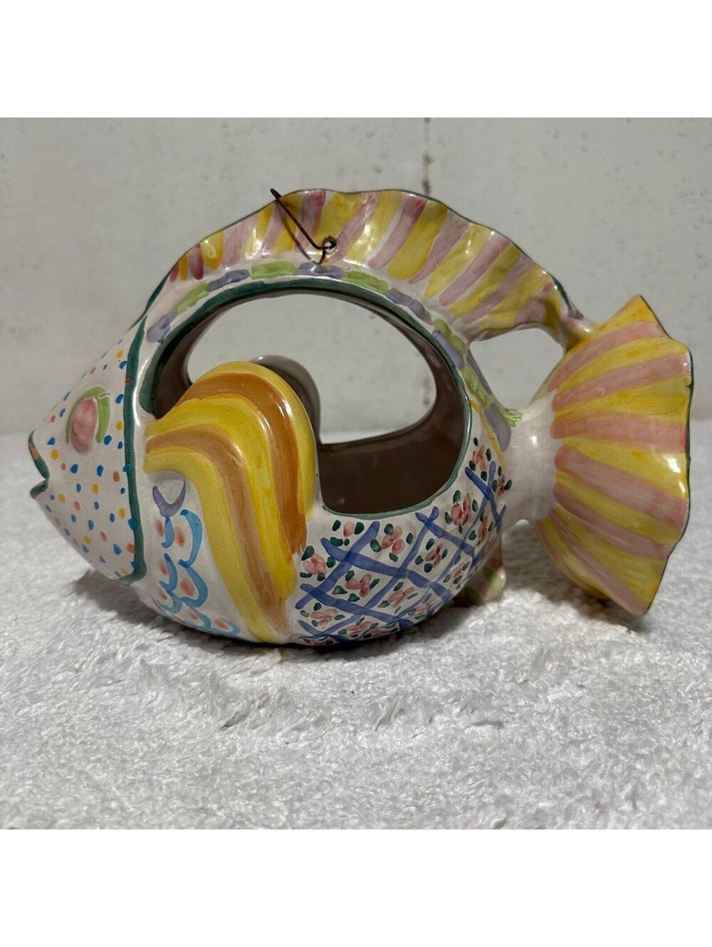 Hand-Painted Ceramic Fish Shaped Vase - Picture 3 of 9